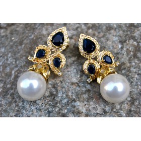 Black Diamond Pearl Drop Earrings